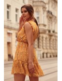 Delicate mustard floral dress PR3187 - Online store - Boutique